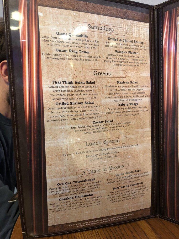Menu at Morenci Motel restaurant, Morenci