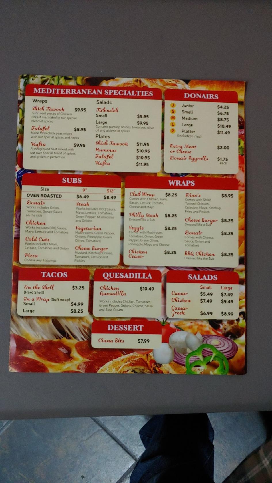 Menu At Dinos Pizza Pizzeria Summerside