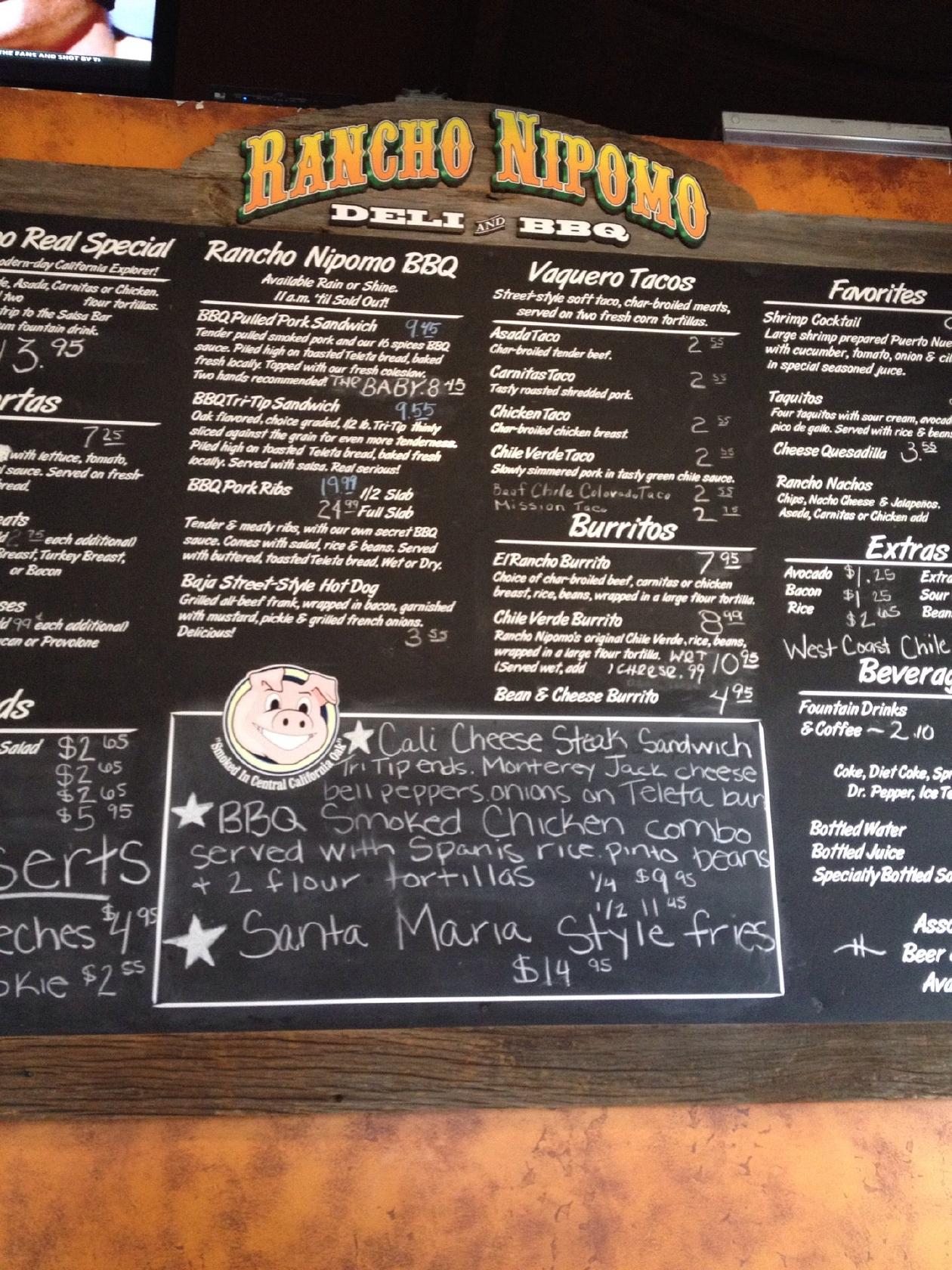 Rancho Nipomo Menu