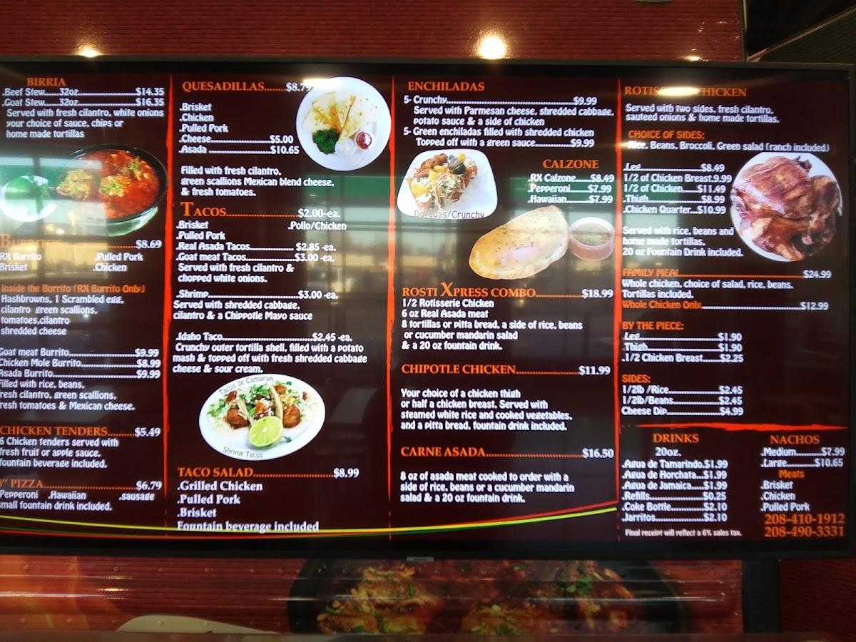 Menu at Rosti Xpress Mexican FoodJerome Mr. Gas restaurant, Jerome