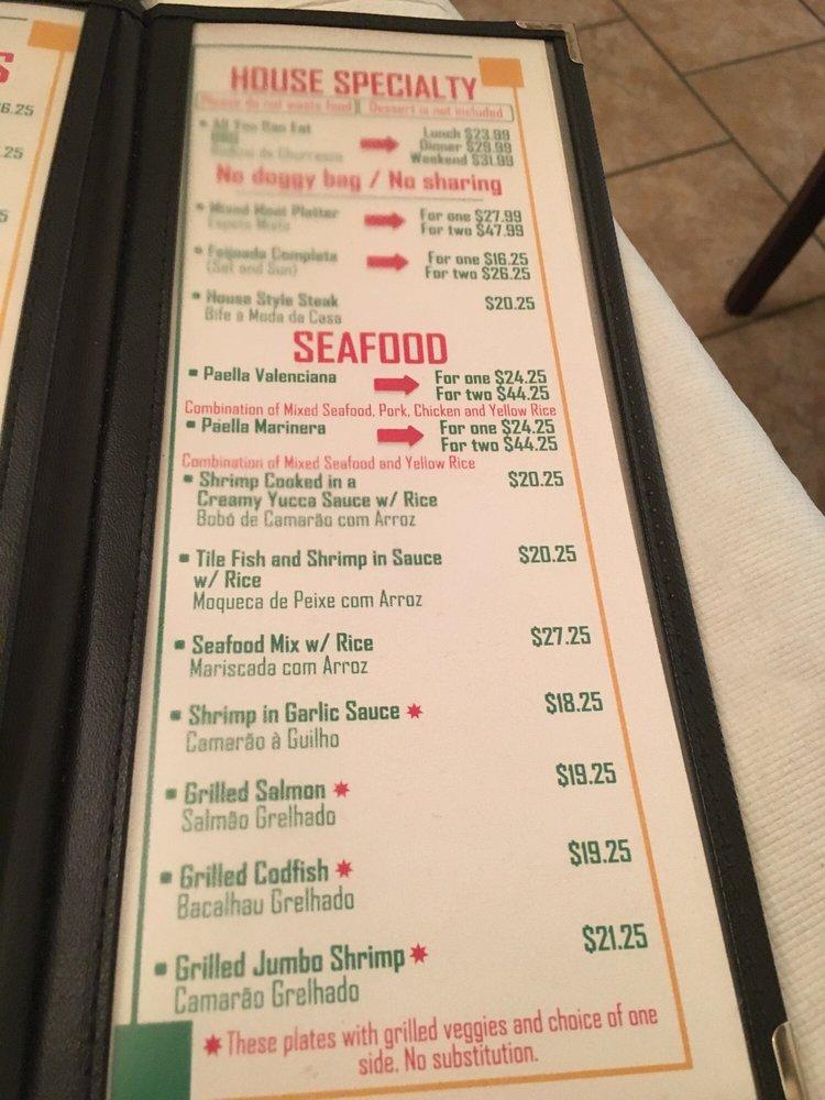 Menu at Brasilia Grill restaurant, Newark