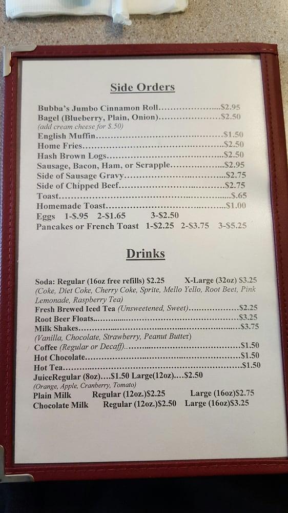 Menu at Earlystown Diner restaurant, Centre Hall