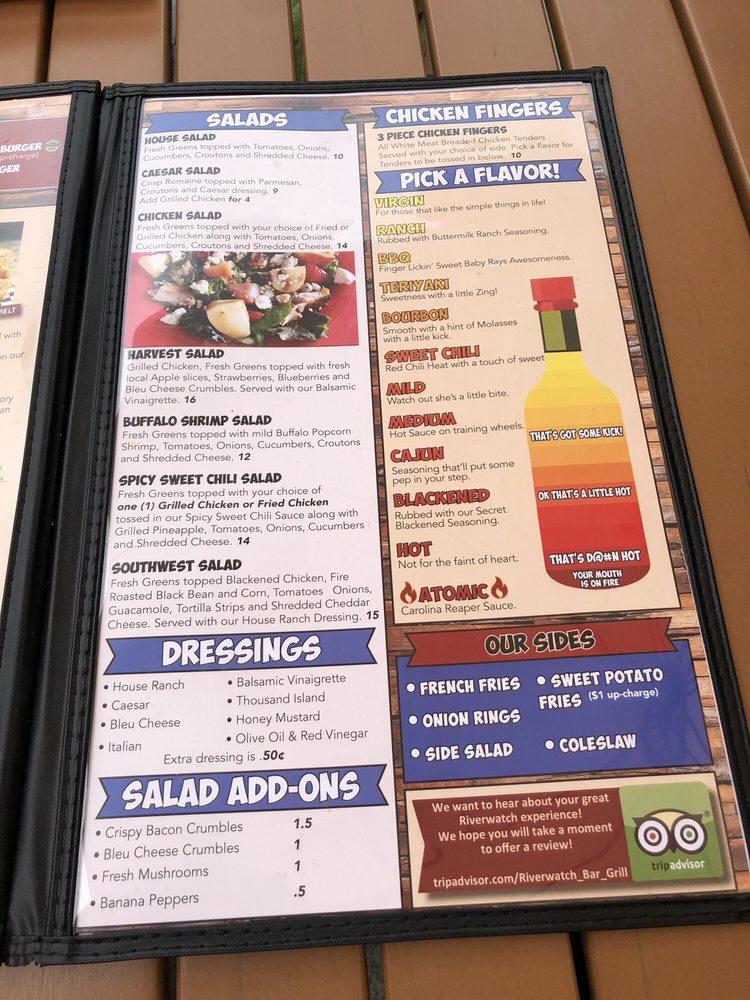 Menu at Riverwatch Bar & Grill, Chimney Rock