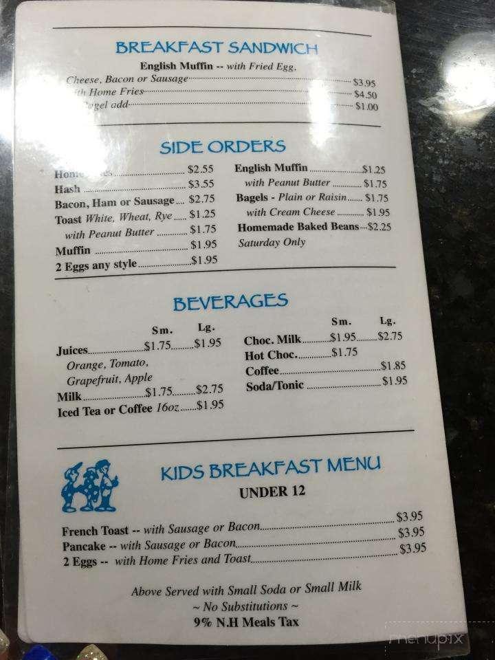 Menu at Roland's Restaurant, Nashua