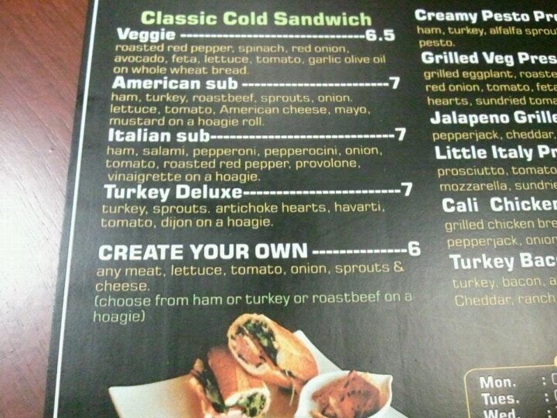 Menu at Simply Panini cafe,