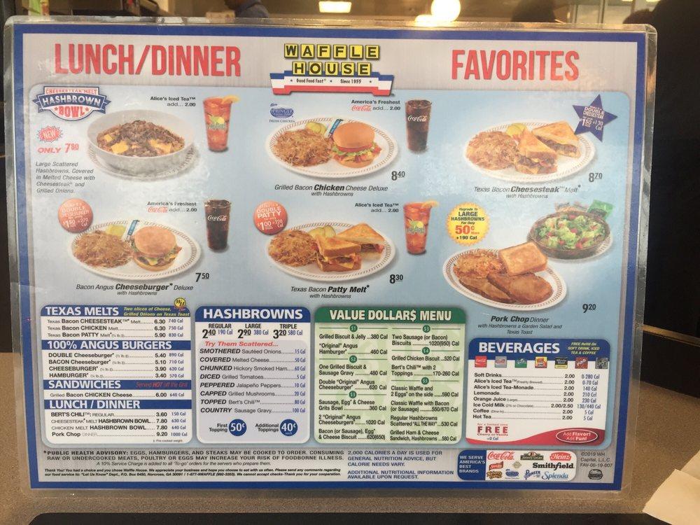 Menu at Waffle House restaurant, Memphis, Winchester Rd