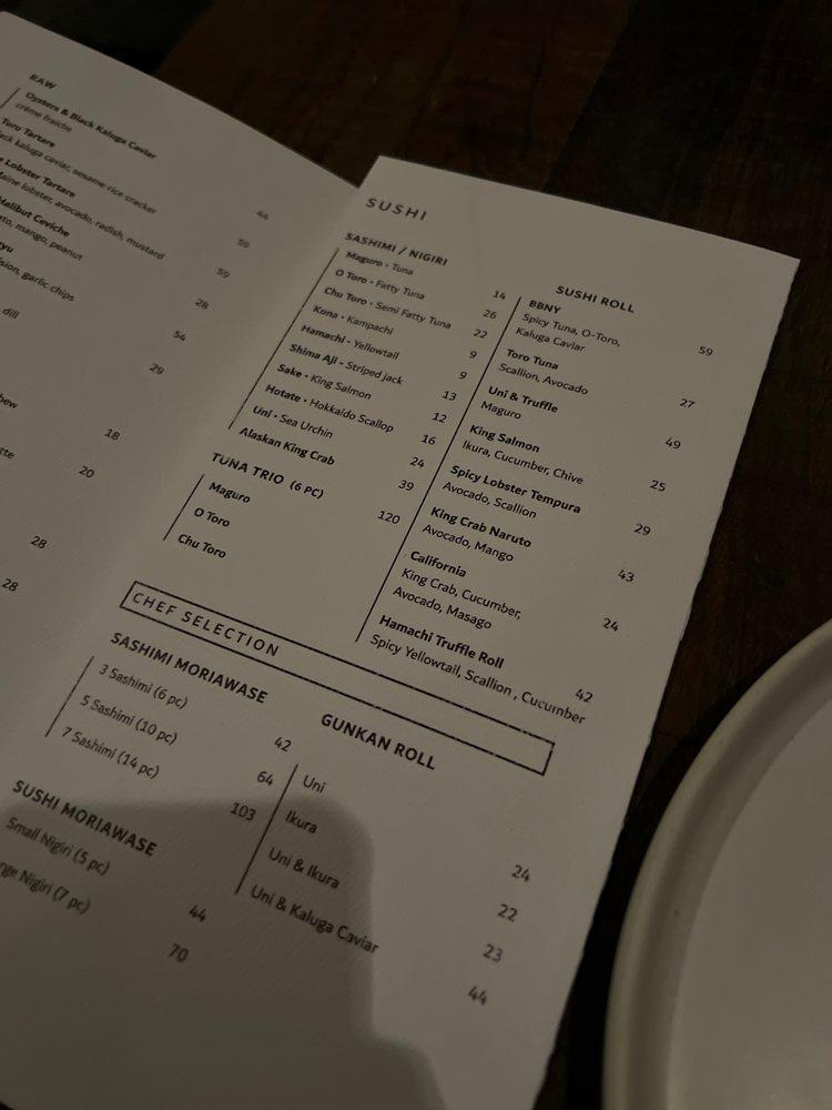 Menu at BuddhaBar Restaurant New York, New York City, 62 Thomas St
