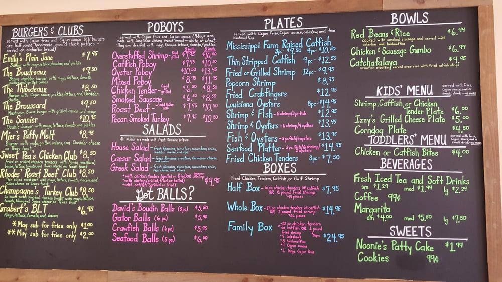Menu at Cajun Catch restaurant, Zachary