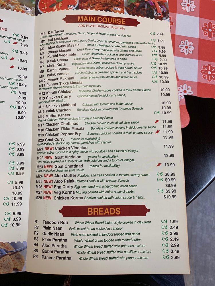 Menu at Indian Hut restaurant, Pike Creek, Churchmans Rd