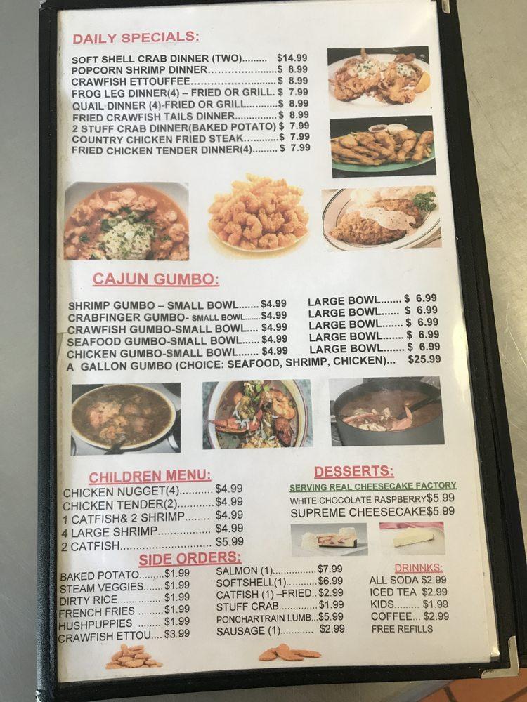 Menu at Baytown Seafood restaurant, Baytown, N Highway 146