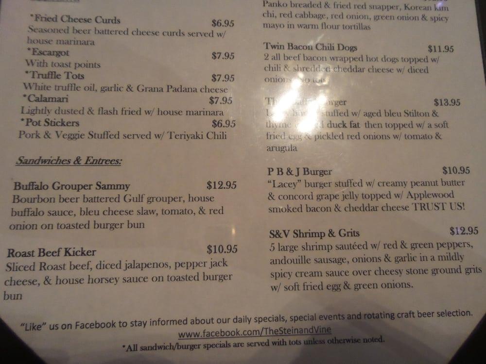 Menu at The Stein & Vine pub & bar, Brandon