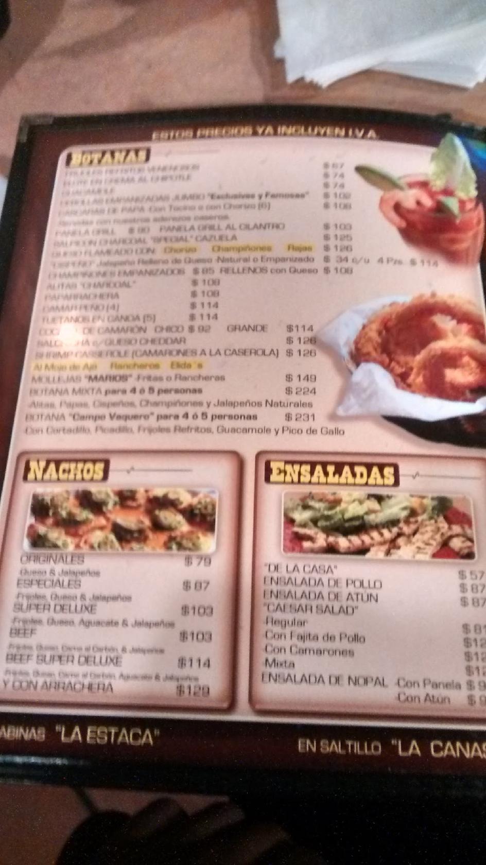 Carta de barbacoa Charcoal Grill, Piedras Negras