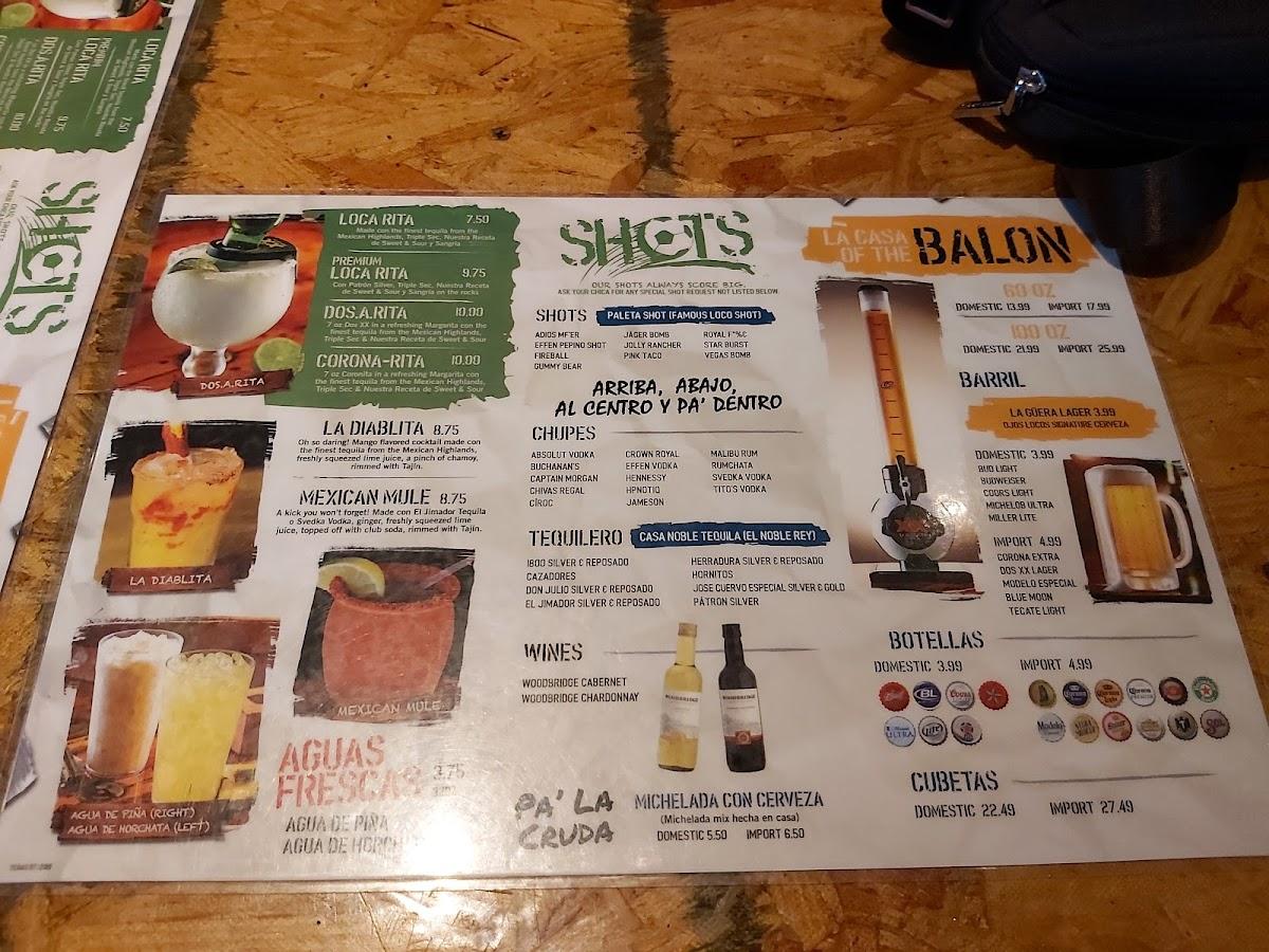 Menu at Ojos Locos Sports Cantina - Dallas pub & bar, Dallas