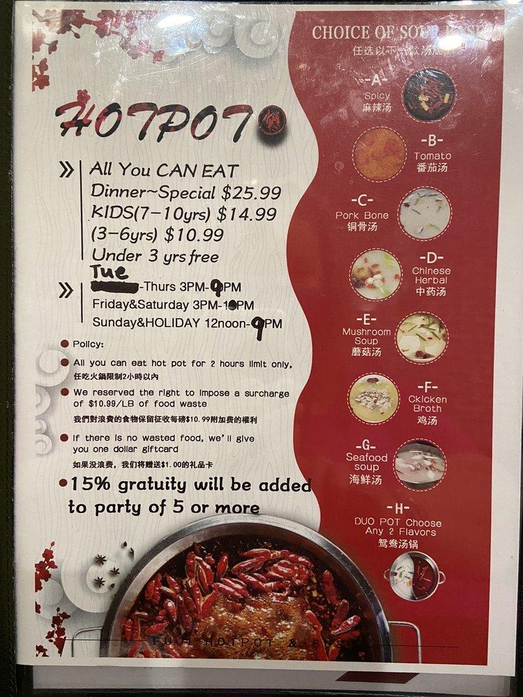 Menu at Fuji Hot Pot & Sushi restaurant, Akron