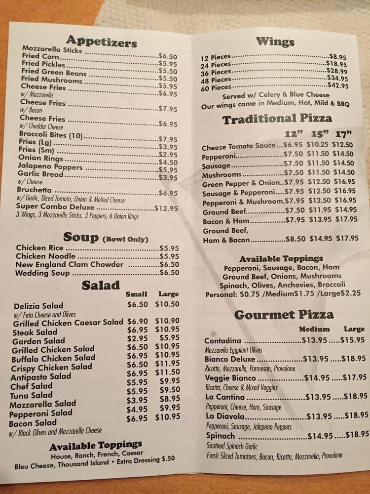 Menu at La Delizia Pizza pizzeria, Greensboro, 322 N Main St