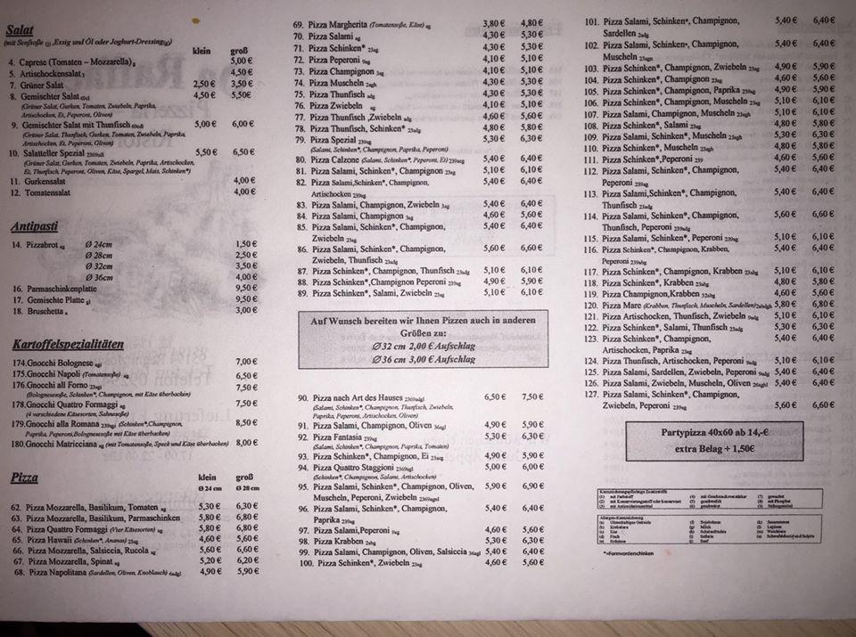 Menu at Da Raffaele pizzeria, Regnitzlosau, Friedrich-Adolf-Soergel ...