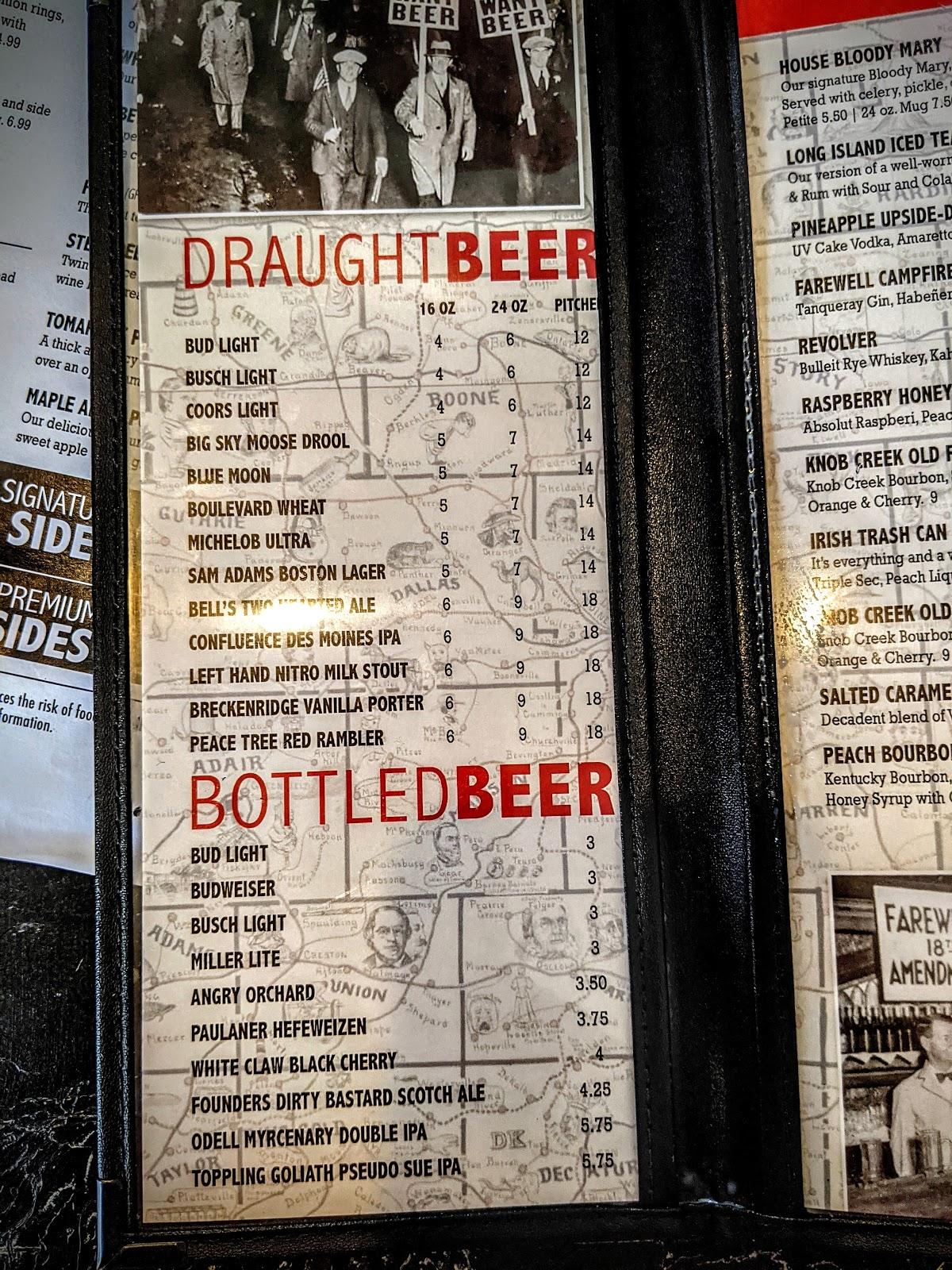 Menu at The Iron Horse Charitone restaurant, Chariton