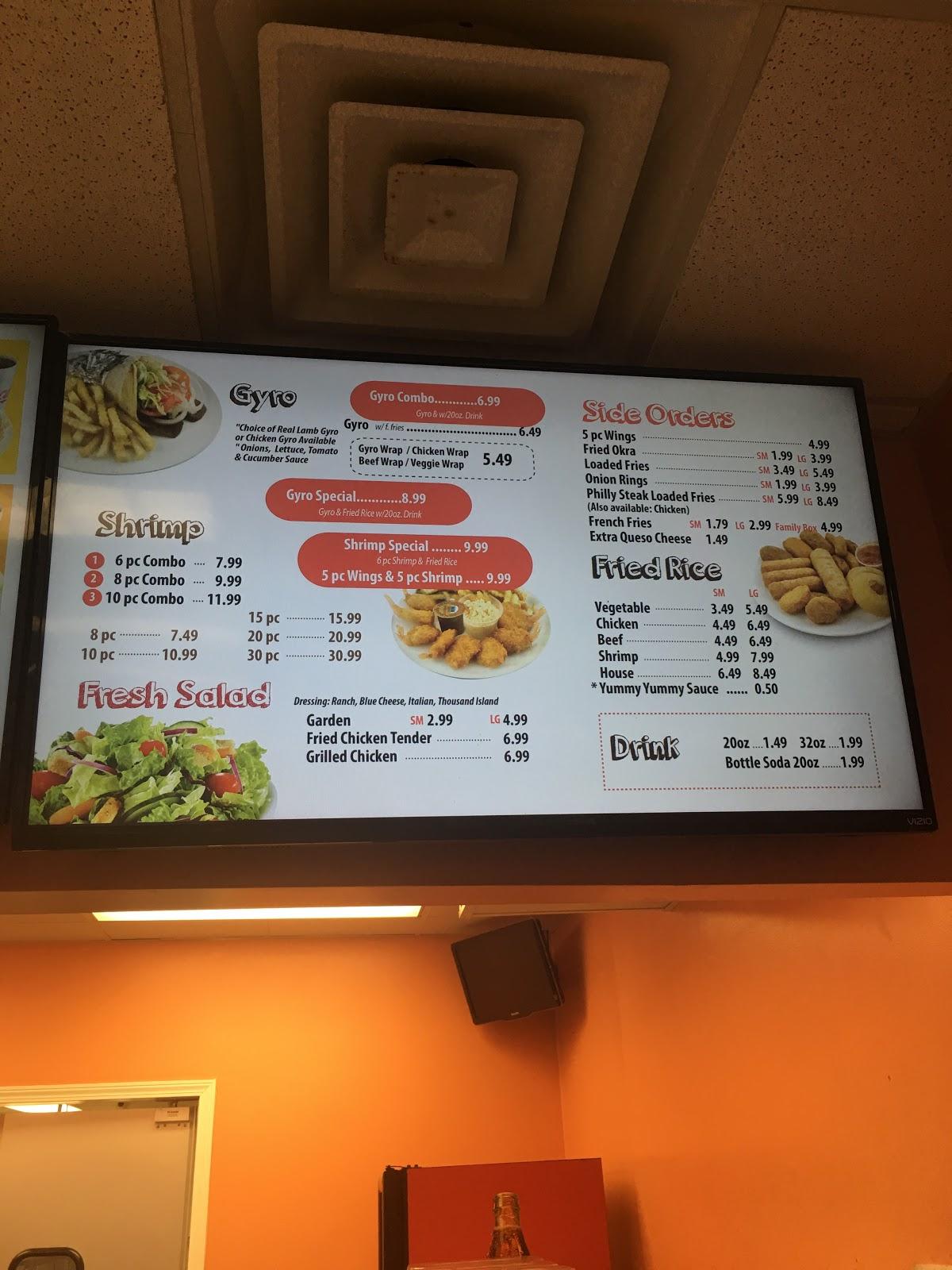 Menu at Wow Wings restaurant, Greenville