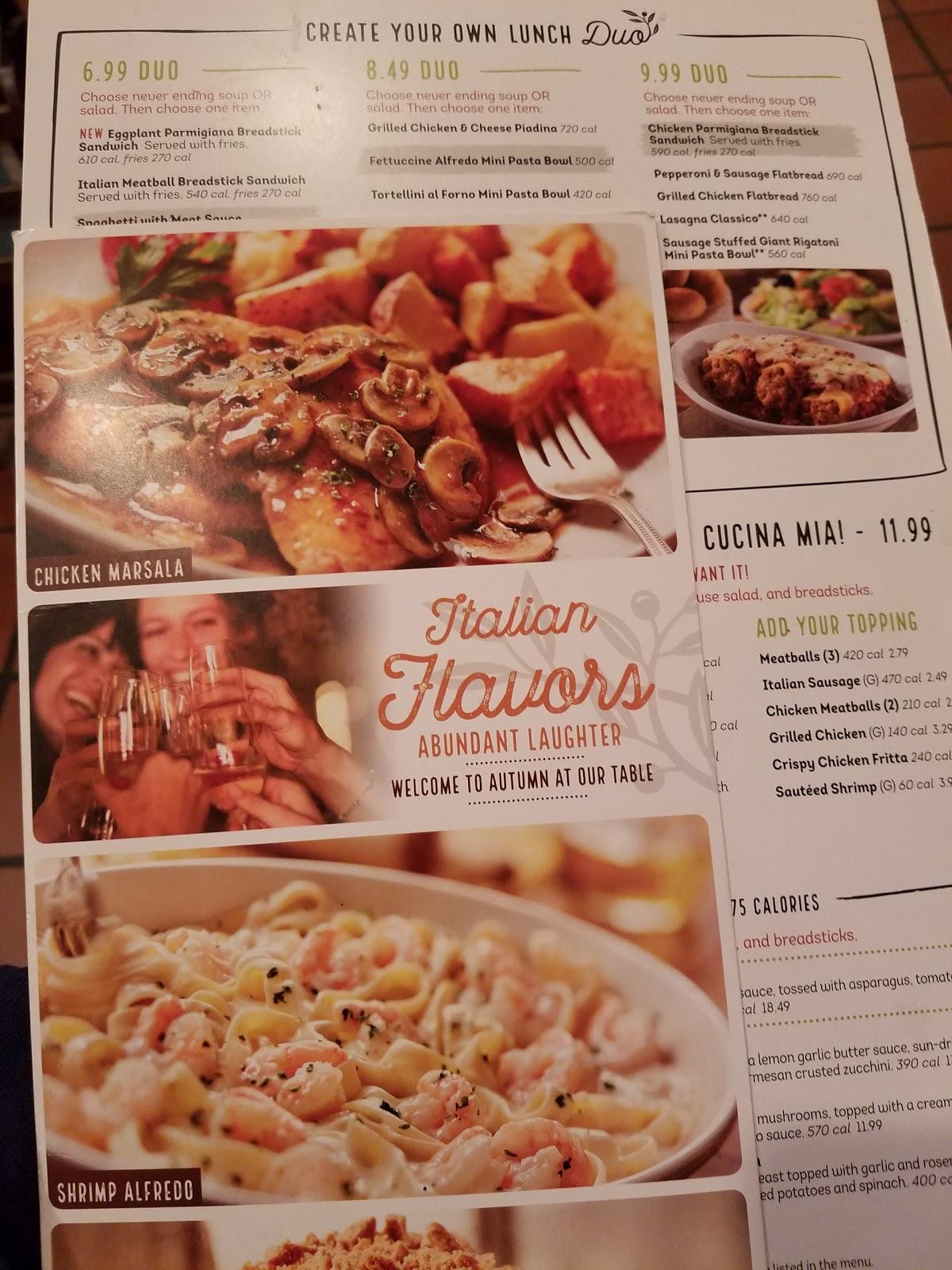 Menu at Olive Garden Italian Restaurant, Whittier