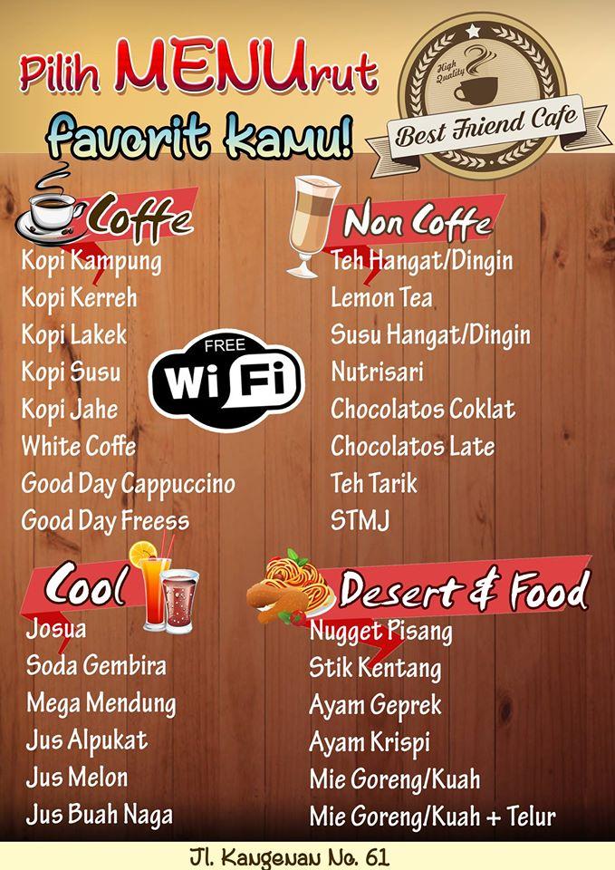 Menu at Best Friend Cafe (BFC), Pamekasan