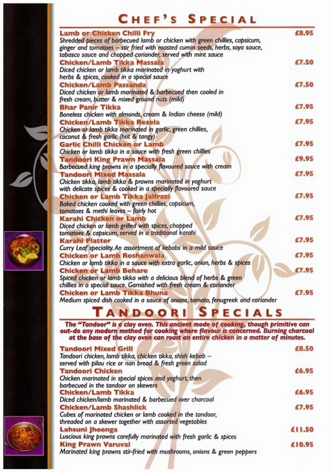 Menu at Curry Leaf restaurant, Cinderford, 37-39 High St