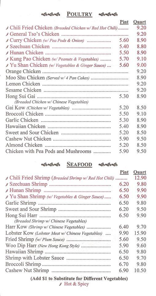 Menu At New Hong Kong Restaurant, Taylor