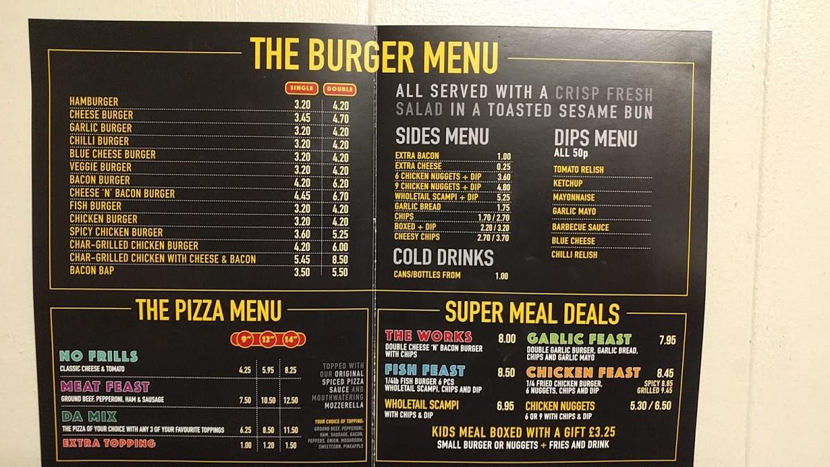 Menu at Shoestrings fast food, Chippenham, Audley Rd