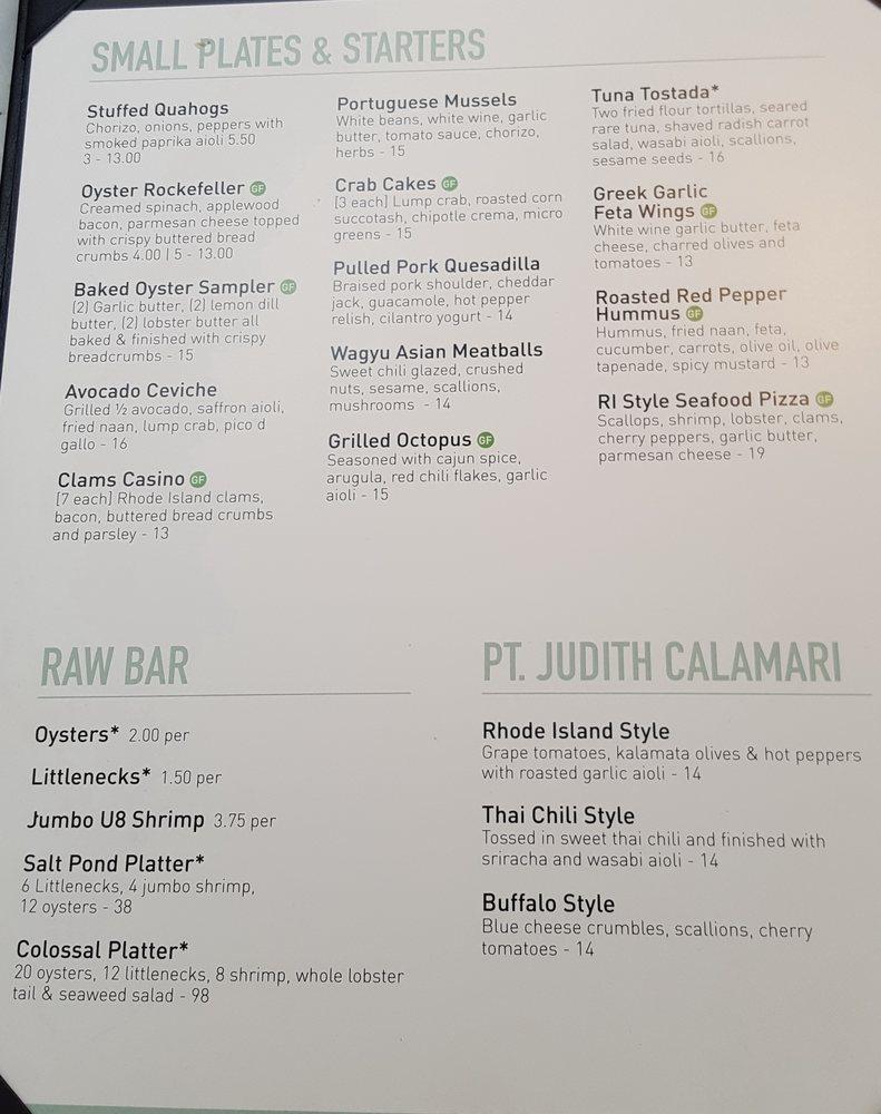 Menu at Two Ten Oyster Bar & Grill, South Kingstown