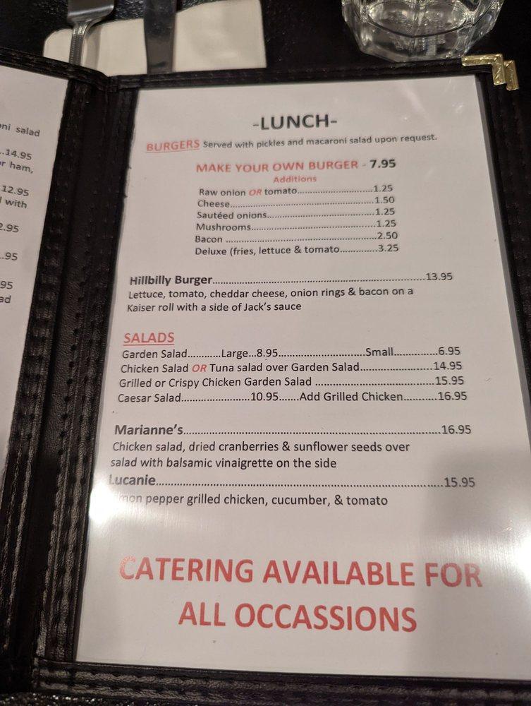 Menu at Jack's Cafe, Verona