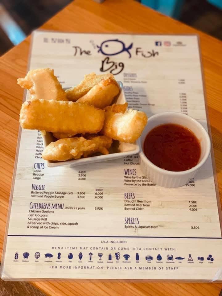 Menu at The Big Fish restaurant, La Cala de Mijas