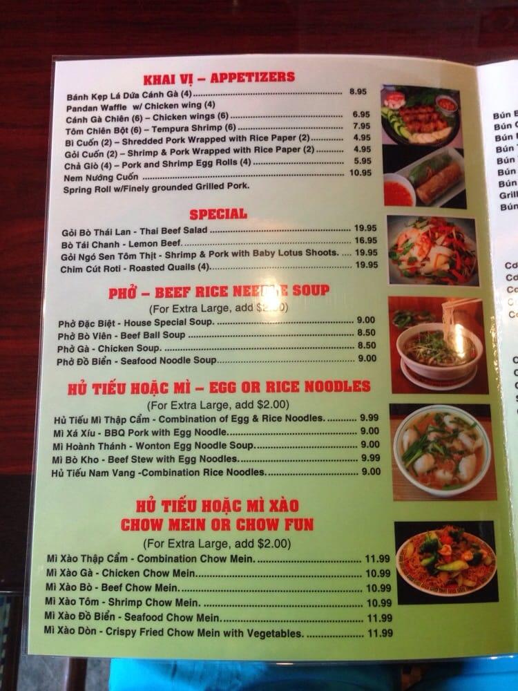 Menu at Jasmine restaurant, Biloxi