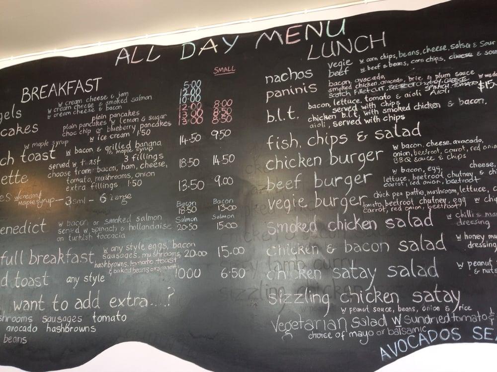 Menu at Cafe Karma, Waiuku