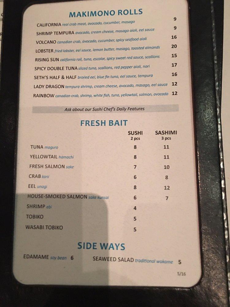 Menu at FishBones restaurant, Lake Mary