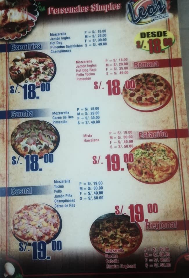 Menu At Pizzeria Leo's, Pucallpa