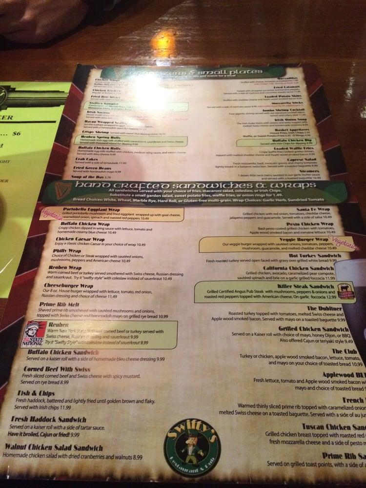 Menu at Swifty's Restaurant & Pub, Utica