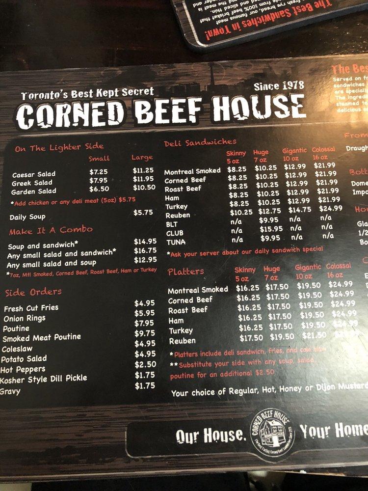 Menu at Corned Beef House restaurant, Vaughan, 120 Whitmore Rd 19