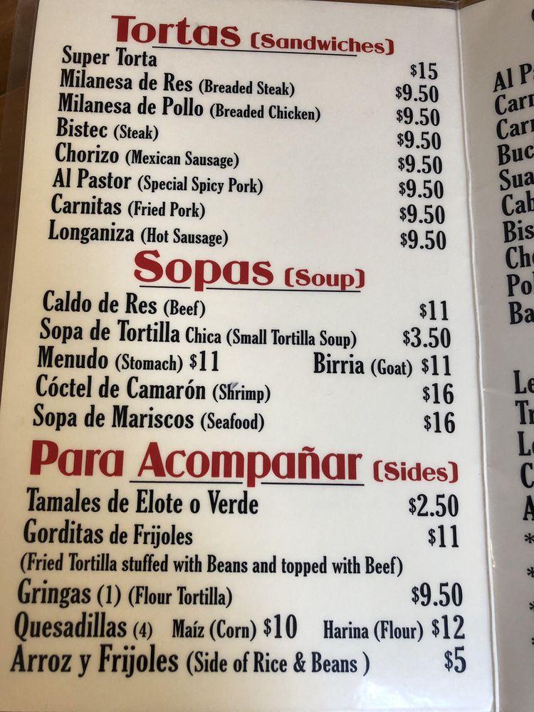 Menu at Taqueria Pancho Villa restaurant, Dover