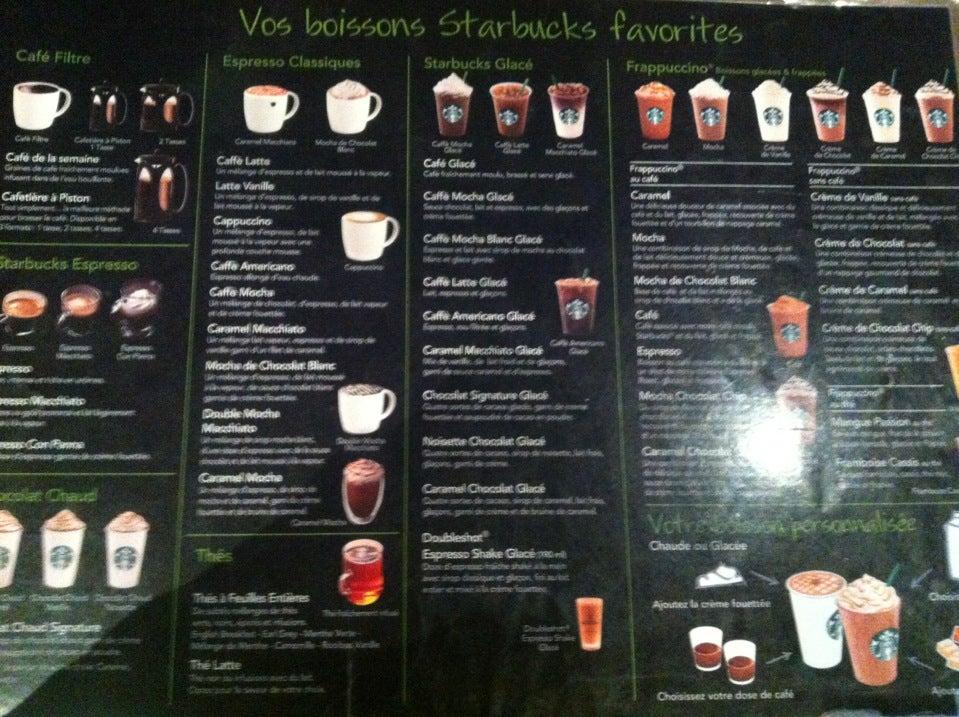 Menu au Starbucks café, Casablanca, AnfaPlace Mall