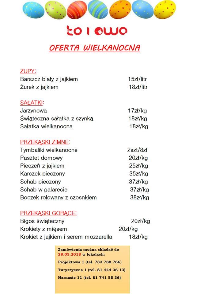 Menu at To i Owo Stołówka cafeteria, Lublin, Projektowa 1