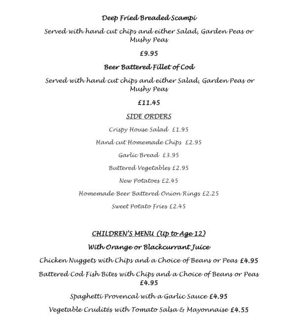 Menu at Lion & Lamb Northumberland pub & bar, Prudhoe, Lion and Lamb ...