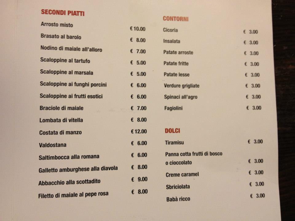 Menu di Ristorante bar pizzeria poker d'assi 