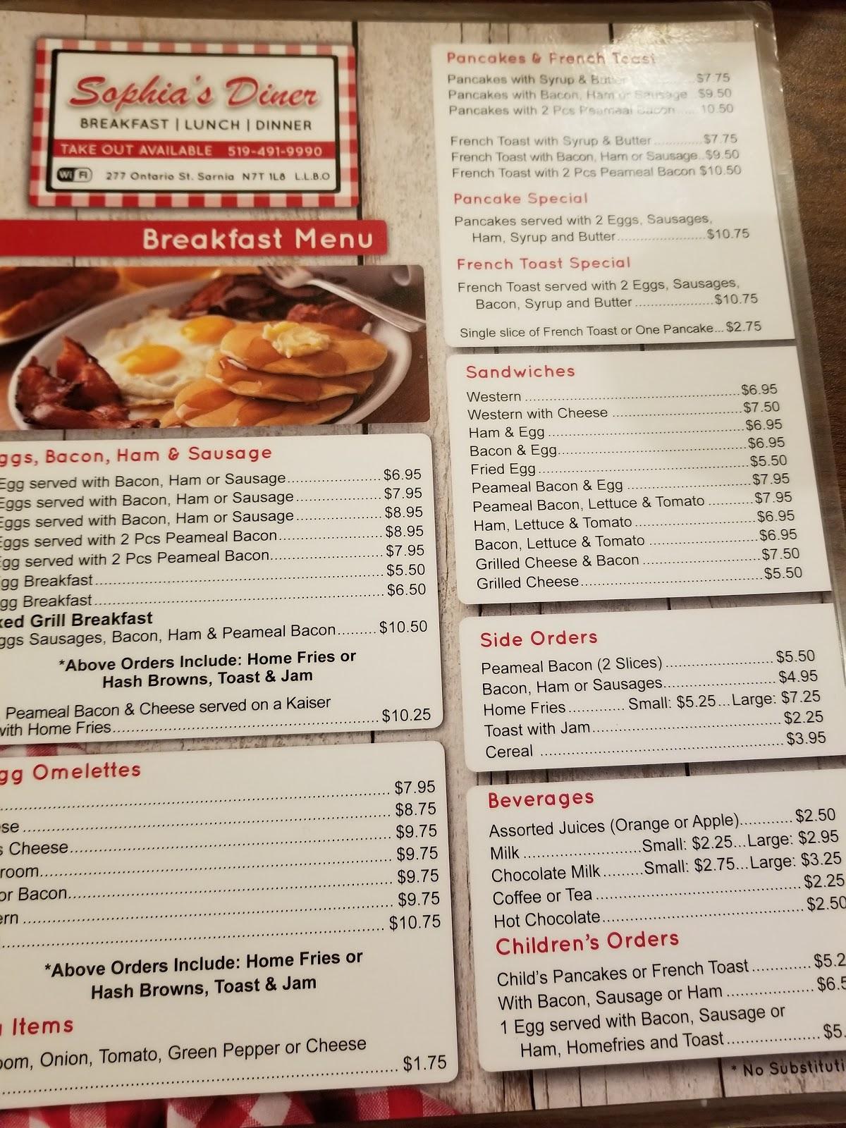 Menu At Sophia S Diner Restaurant Sarnia   Rc82 Sophias Diner Menu 2022 10 1 