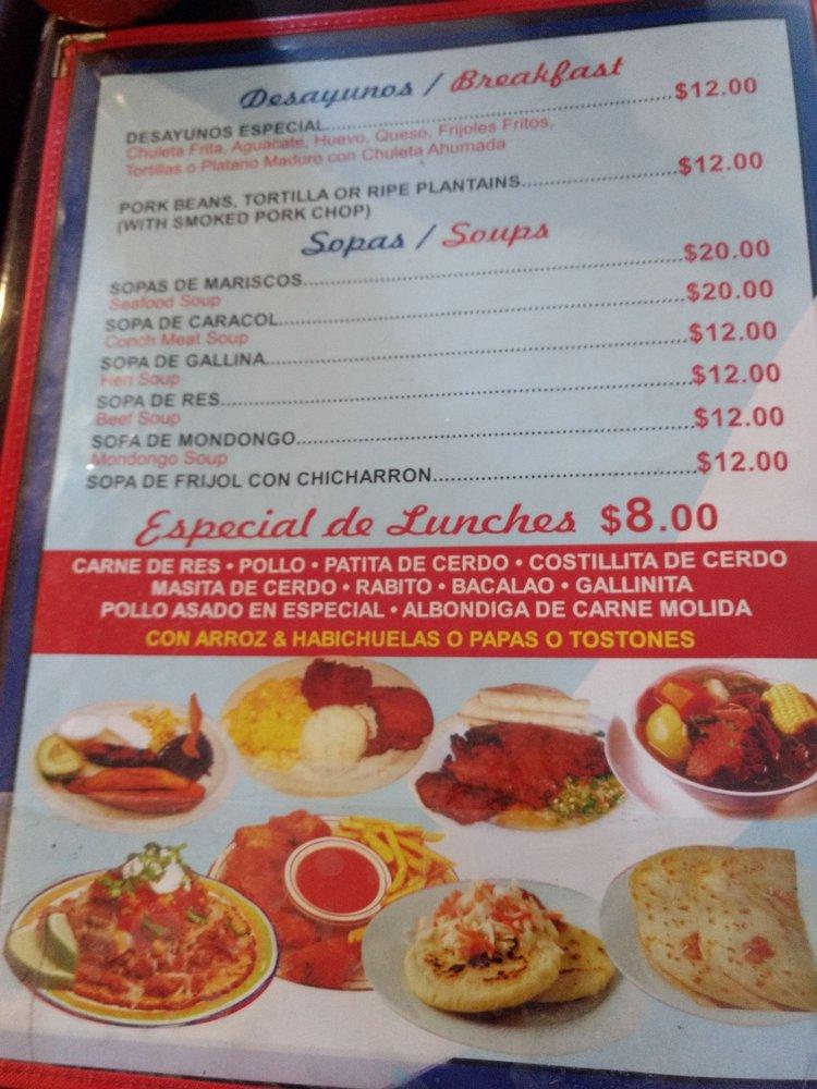 Menu at Ruinas de Copán & Bar, New York City