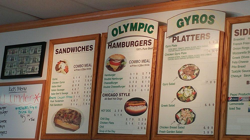 Menu at Olympic Gyros restaurant, Davenport