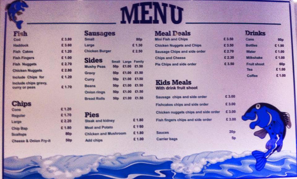 Carta de comida rápida The Orme Traditional Fish & Chips, Llandudno
