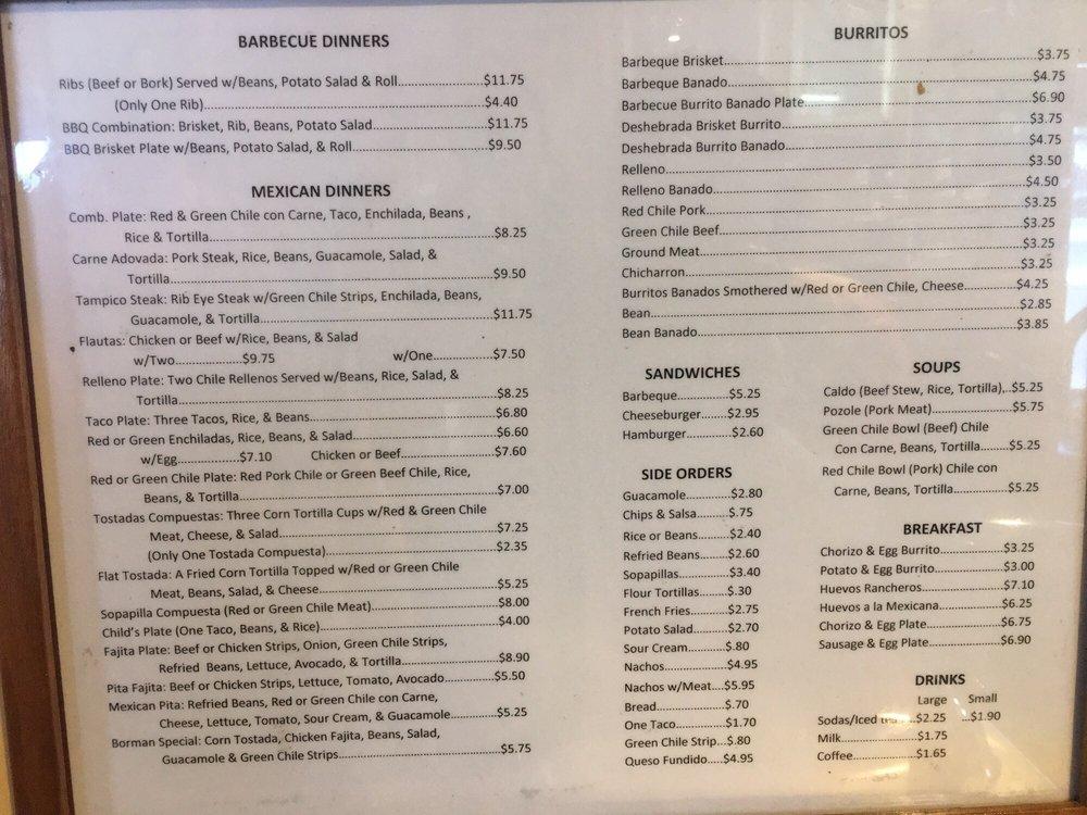 Menu at Ranchway BBQ & Mexican Food, Las Cruces