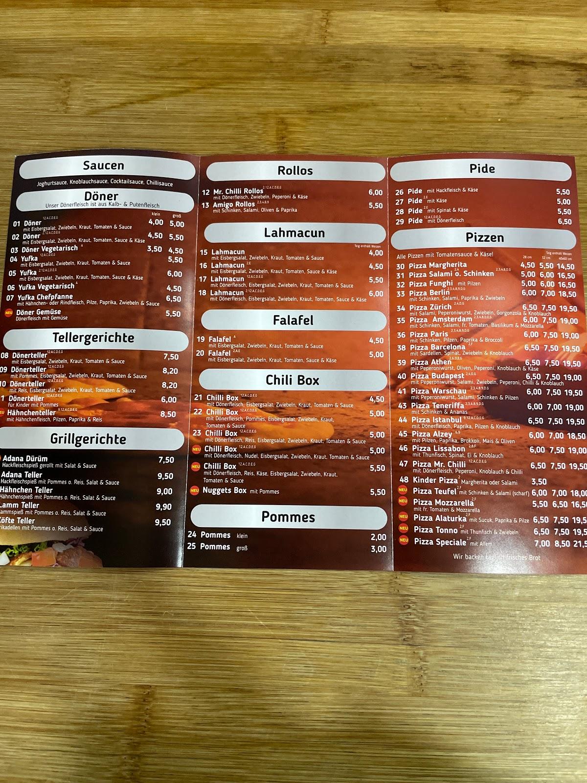 Speisekarte von Mr. Chilli restaurant, Alzey