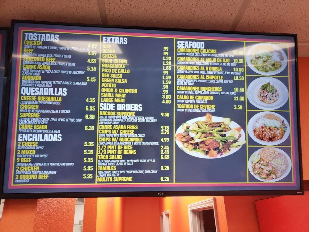 Menu at Tacos Del Gordo restaurant, Colorado Springs, S Academy Blvd