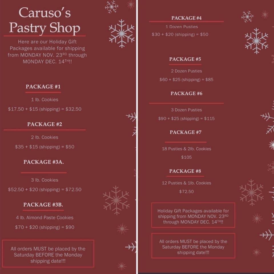 Menu at Caruso s Pastry Shop cafe Utica