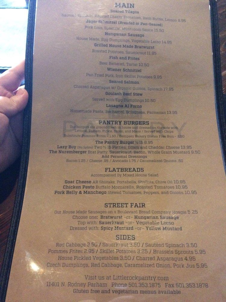 Menu at The Pantry Restaurant, Little Rock, N Rodney Parham Rd